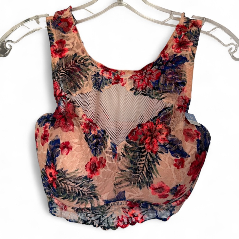 NWT Victoria’s Secret PINK Lace Push Up Bralette S-DD Floral Mesh Padded Bra